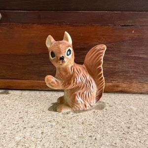 Charming Ceramic Brown Squirrel Figurine Vintage